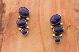 Genuine Blue Lapis Sterling Silver Native American Earrings